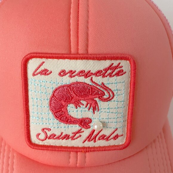 NWT By Anthropologie Embellished Trucker Hat PINK SHRIMP main image 5